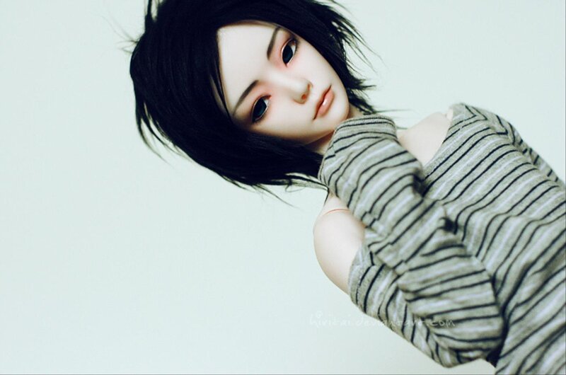 Doll with Black Hair — White