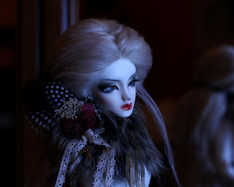 Doll with Blonde Hair — White, Dramatic
