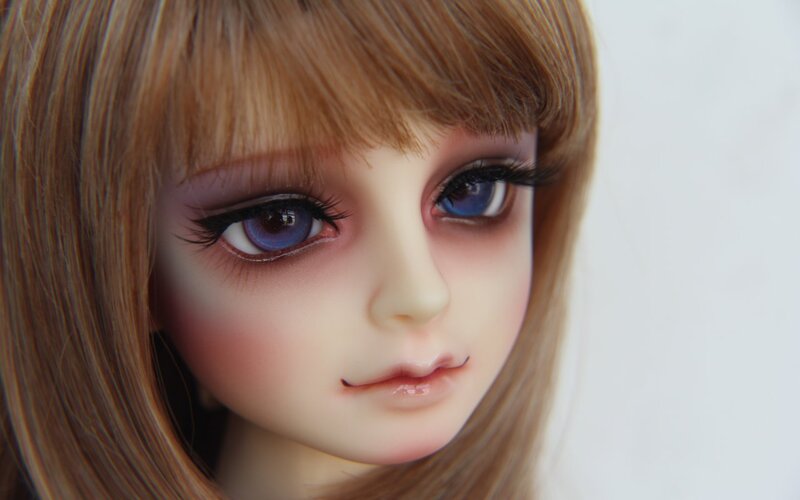 Doll with Blue Eyes — Brown, Neutral, Photograph