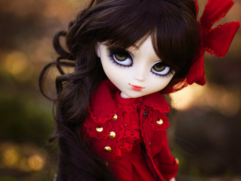 Doll with Brown Hair — Red, Dramatic
