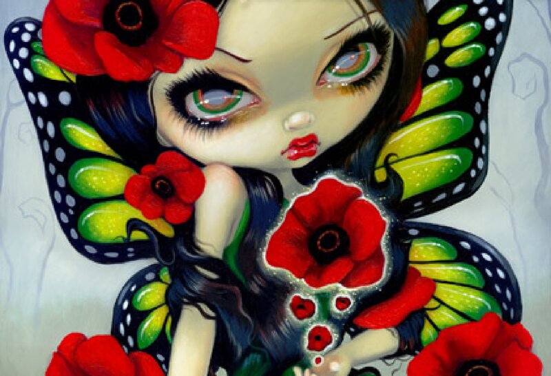Doll with Butterfly Wings — Red