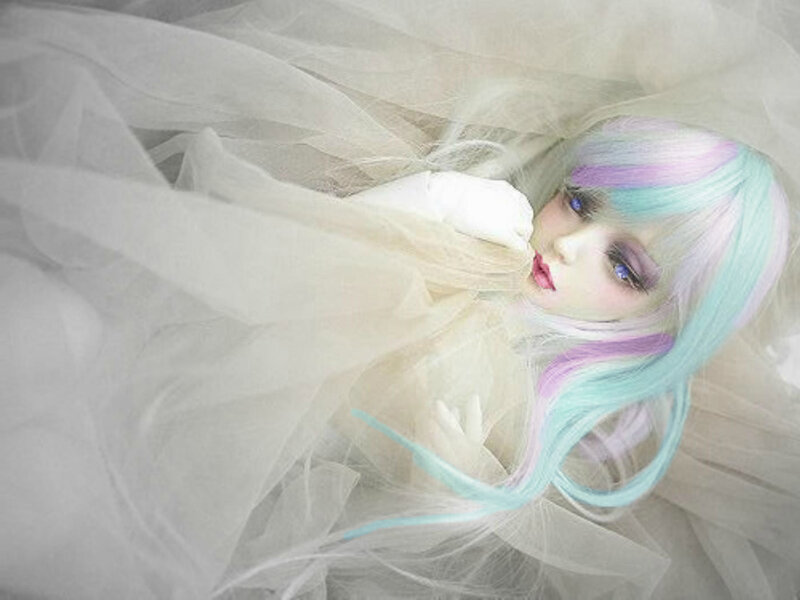 Doll with Colorful Hair — White
