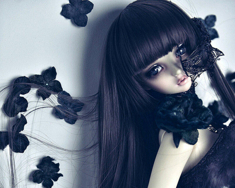 Doll with Dark Hair — Black, Dramatic