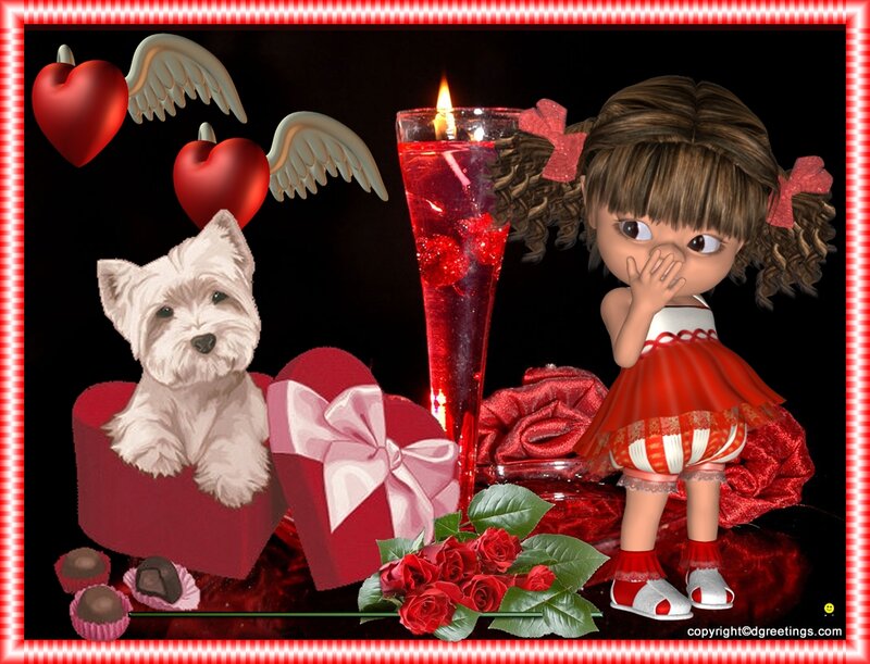 Doll with Dog and Roses
