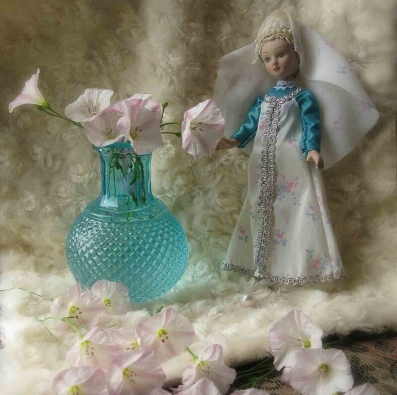 Doll with Flowers — White, Serene