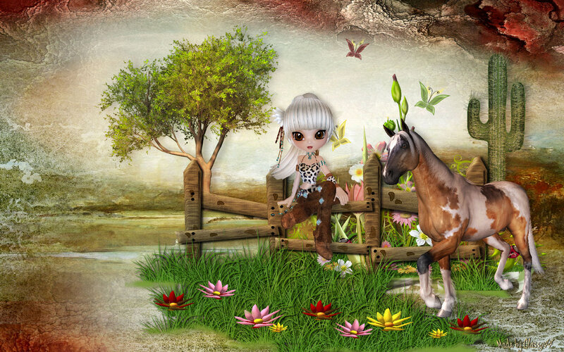 Doll with Horse and Cactus