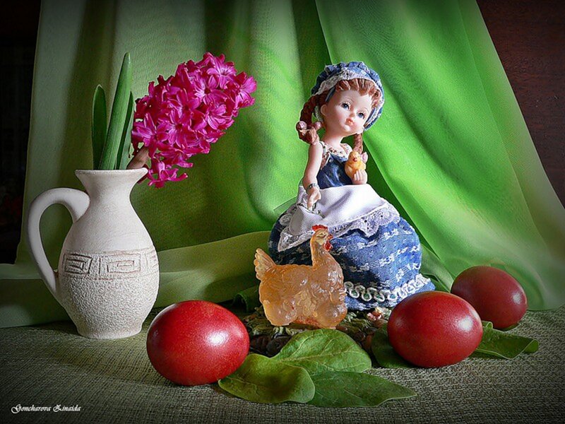Doll with Hyacinth and Eggs