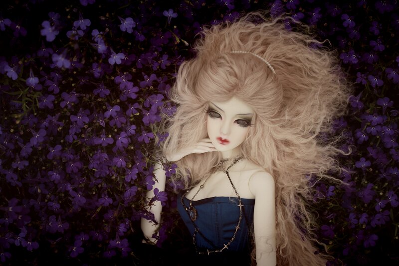 Doll with Long Blonde Hair — Purple