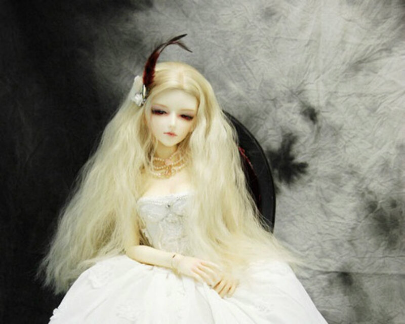 Doll with Long Blonde Hair — White