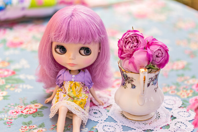 Doll with Pink Hair — Calm, Photograph, Flowers