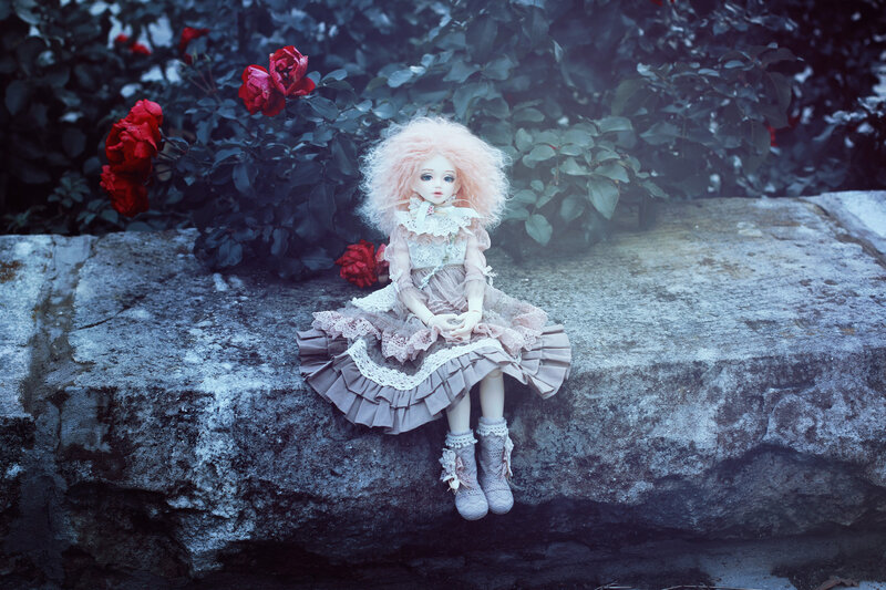 Doll with Pink Hair — Gray