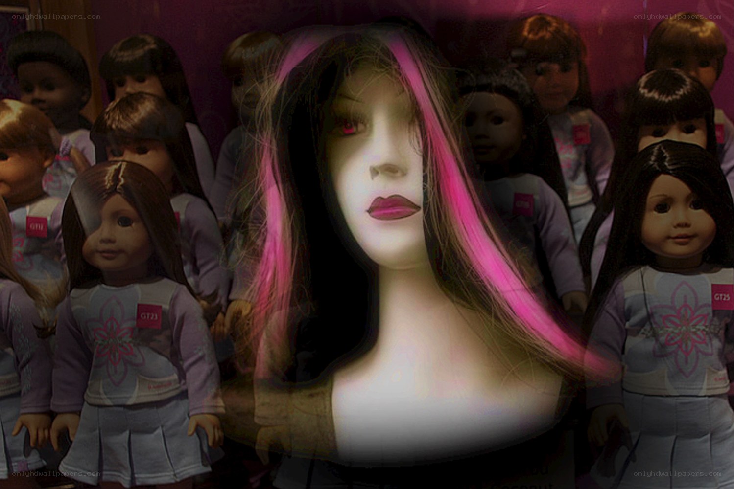doll with pink hair overlay