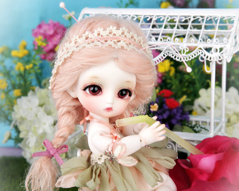 Doll with Pink Hair — Serene, Spring, Photograph