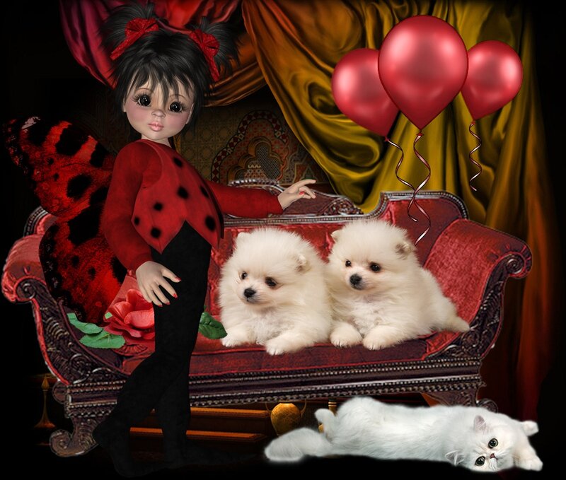 Doll with Puppies