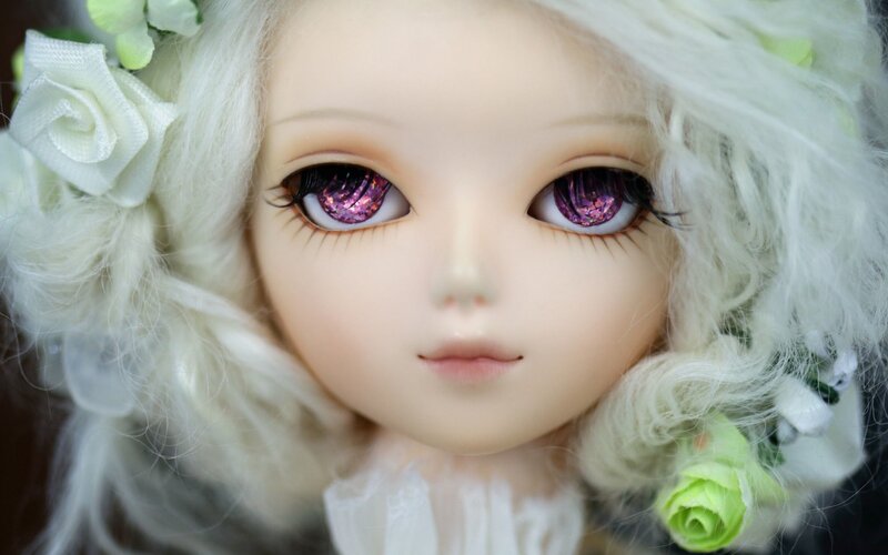 Doll with Purple Eyes — White