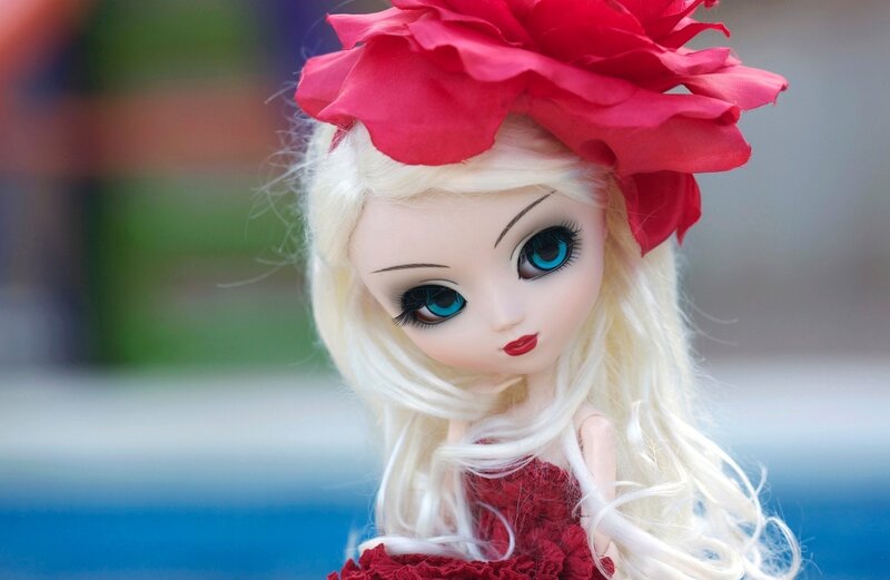 Doll with Red Flower — Calm, Photograph