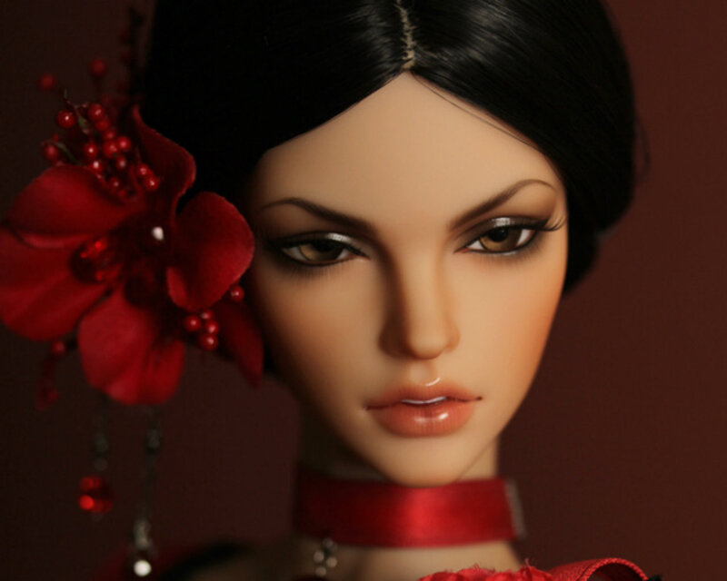 Doll with Red Flower — Dramatic