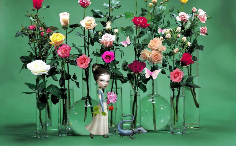 Doll with Roses and Lizard