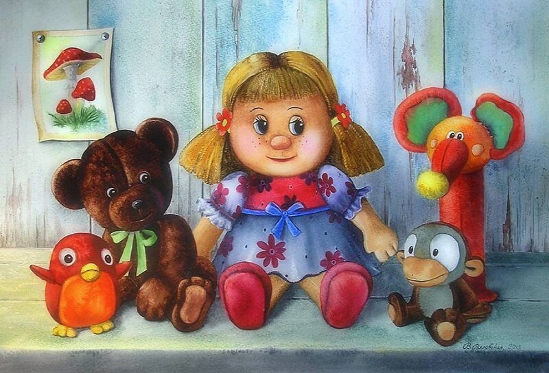 Doll with Stuffed Animals