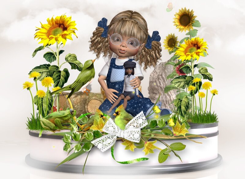 Doll with Sunflowers