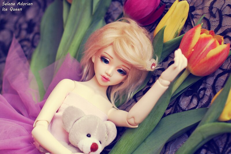 Doll with Teddy Bear — Pink