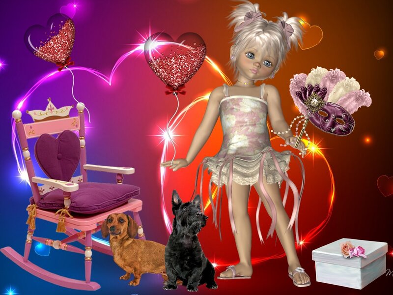 Doll with Two Dogs