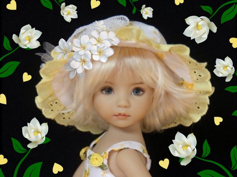 Doll with White Flowers