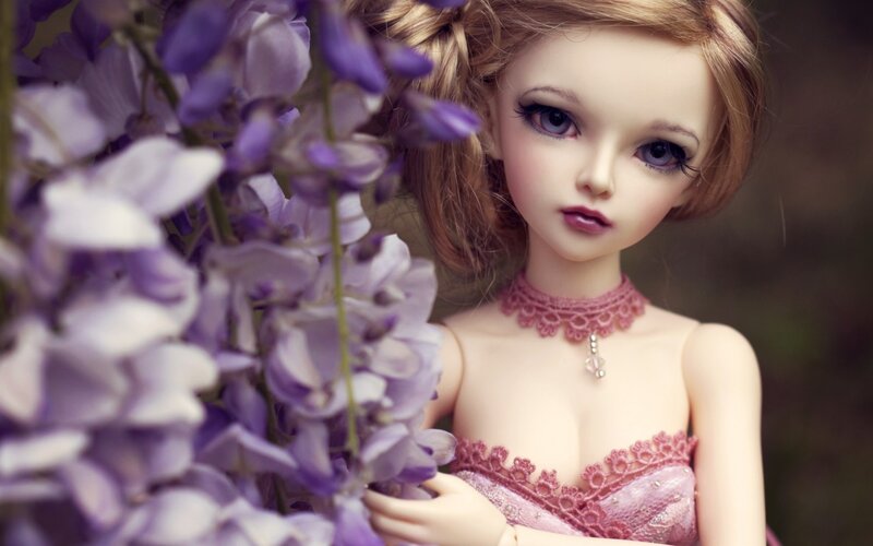 Doll with Wisteria Flowers