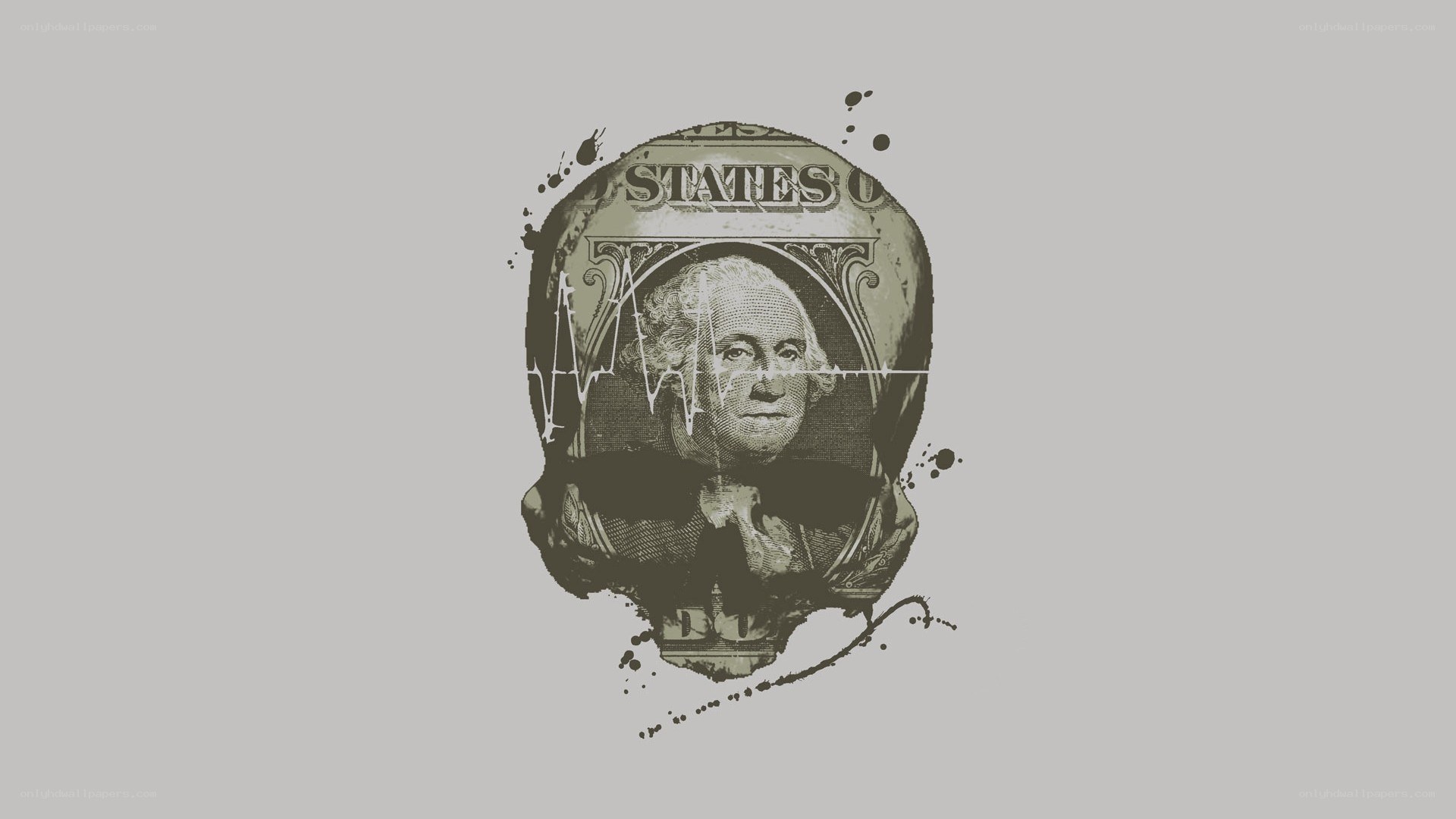 dollar bill skull art