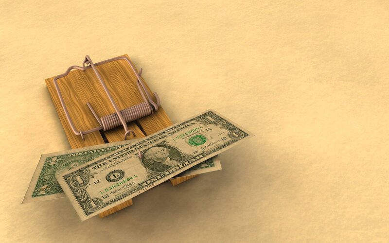 Dollar Bills in Mousetrap