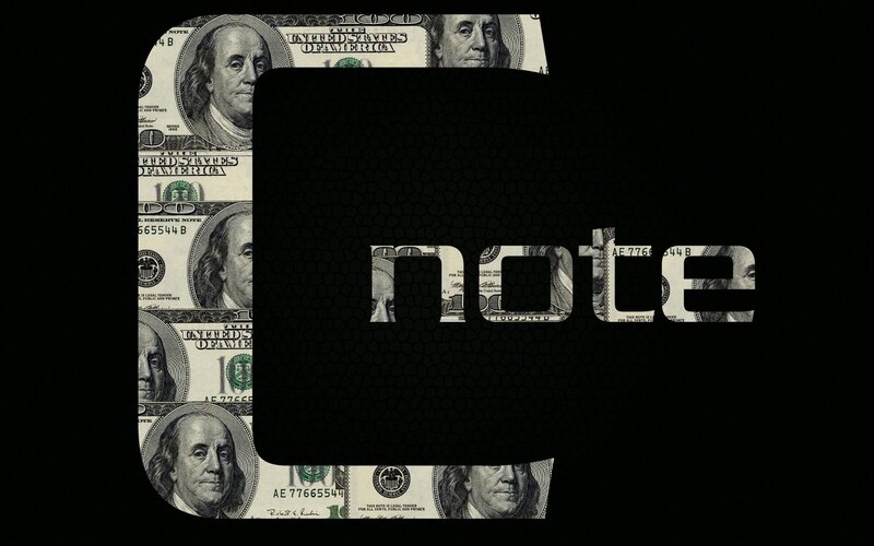 dollar bills with note text