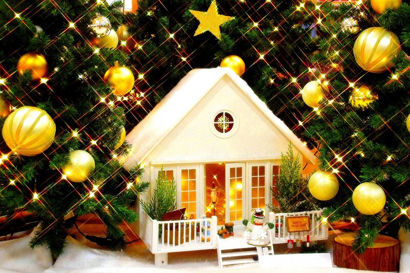 Dollhouse in Christmas Scene