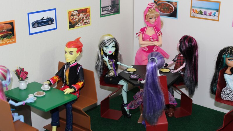 Dolls at Cafe Tables