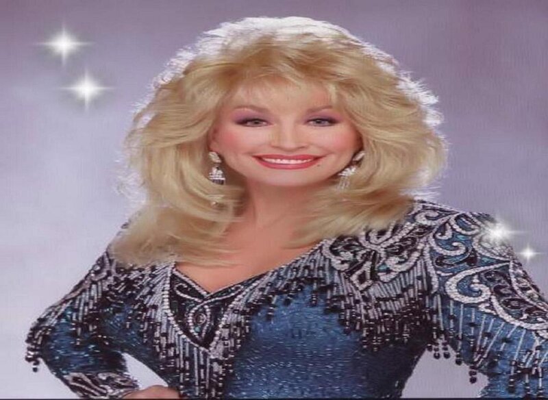 Dolly Parton in a beaded dress