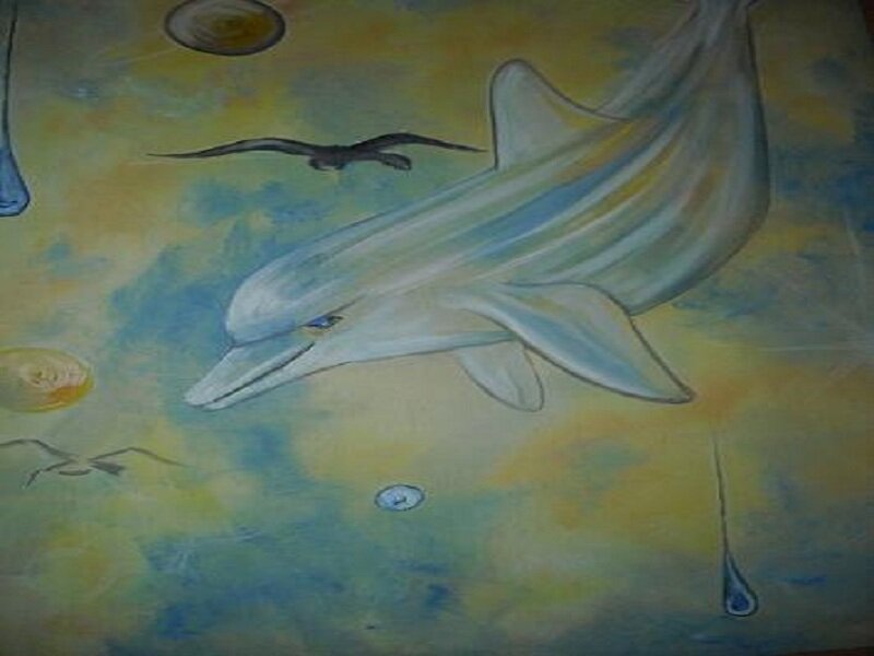 Dolphin and birds painting