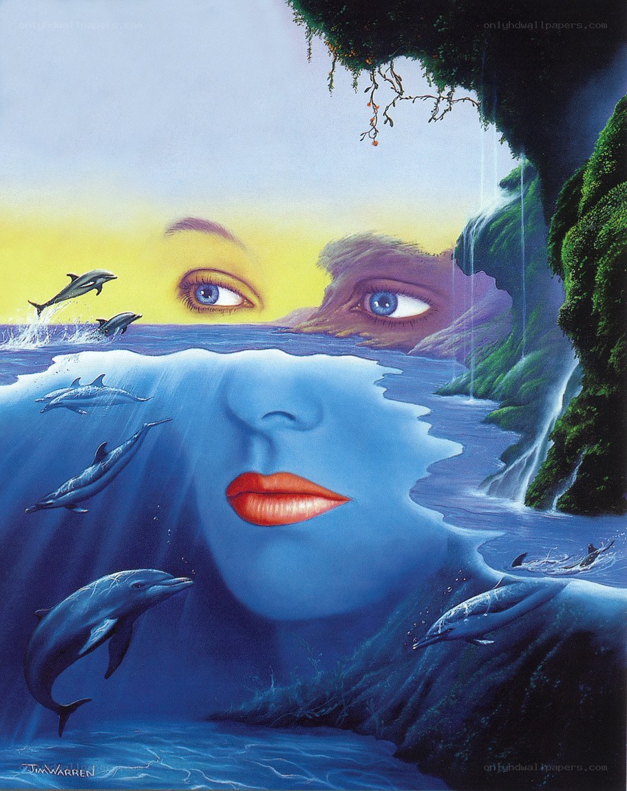 Dolphin and face surrealism