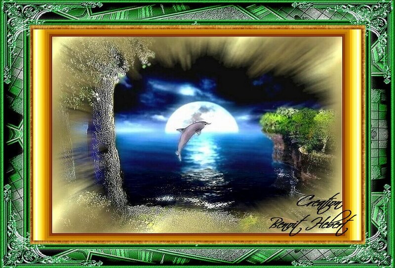 Dolphin Jumping at Night — Blue