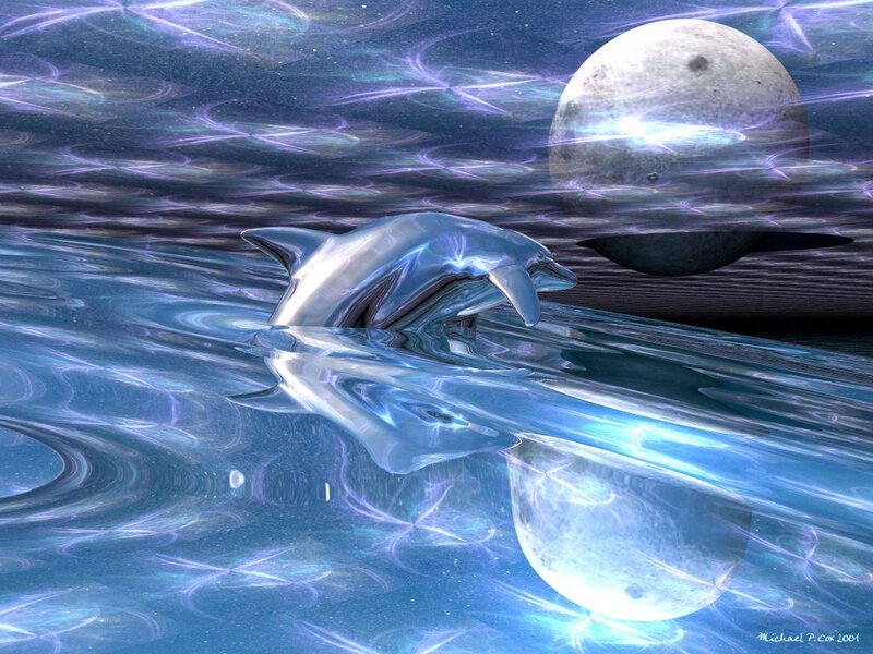 Dolphin Jumping in Water — Blue