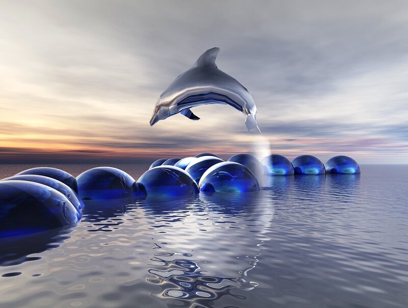 Dolphin Jumping over Spheres