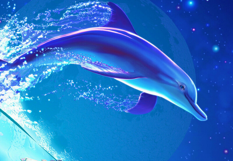 Dolphin Leaping from Water — Blue, Serene
