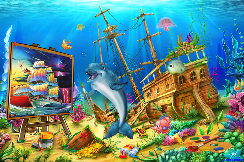 Dolphin Painting Shipwreck