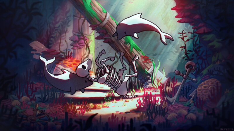 Dolphin Skeletons Underwater