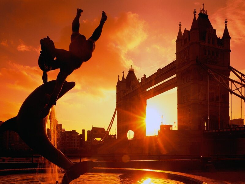 Dolphin Statue at Sunset