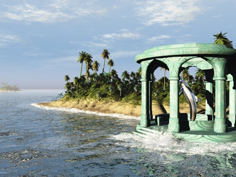 Dolphin Statue in Gazebo