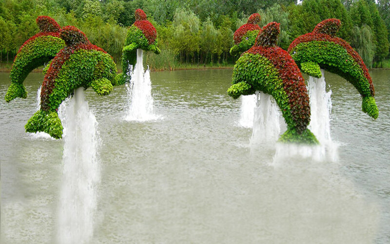 Dolphin Topiaries in Water