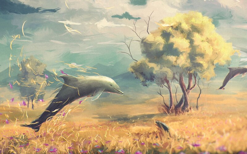 Dolphins in a Field