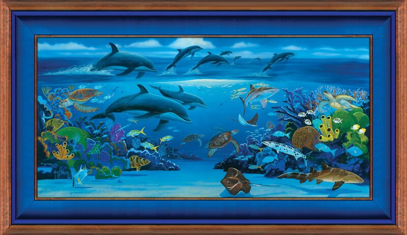 Dolphins in Coral Reef — Blue, Vibrant, Afternoon