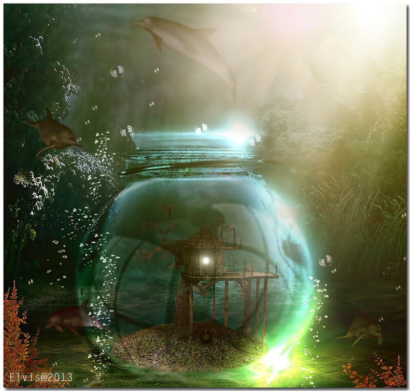 Dolphins in Glass Jar
