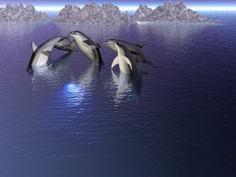Dolphins in Ocean — Blue, Serene