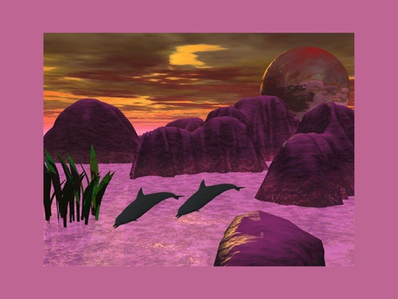 Dolphins in Purple Water